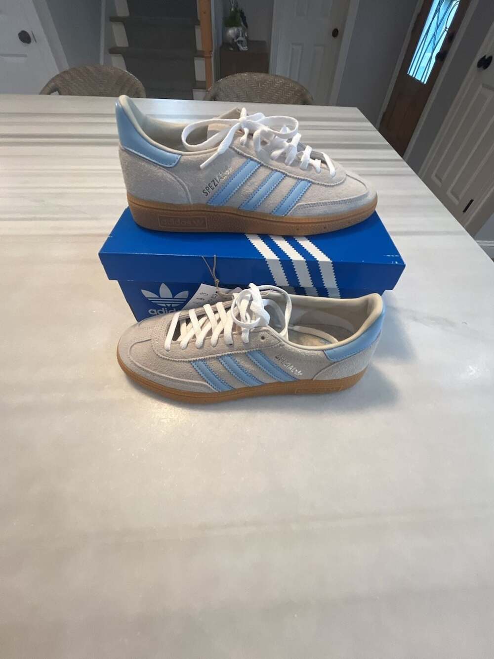 Adidas Handball Spezial Alumina Clear Sky Gum Womens 7.5